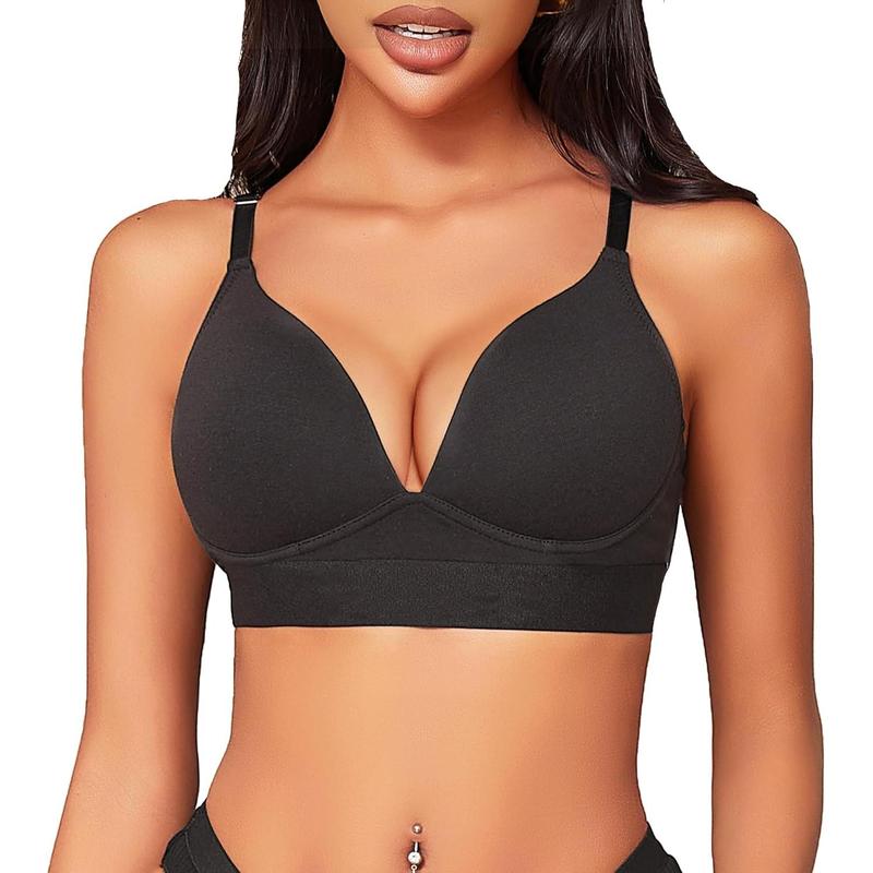 Bras for Women No Underwire Comfort Cotton Bralette Lightly Lined Wireless Bra Sexy V Neck Bralettes for Women