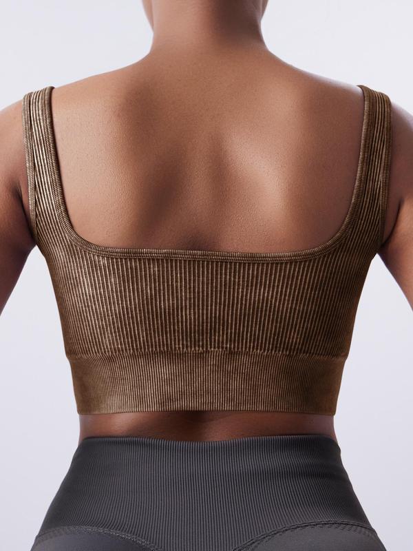 Women's Solid Ribbed Wireless Bra, Casual Comfortable Breathable Lingerie Top, Summer Clothes, Ladies Summer Bralettes Underwear