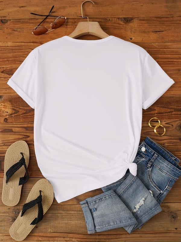 Women's Paris City Graphic Print Round Neck Tee, Fashion Casual Short Sleeve T-shirt, Ladies Summer Clothes for Daily Wear