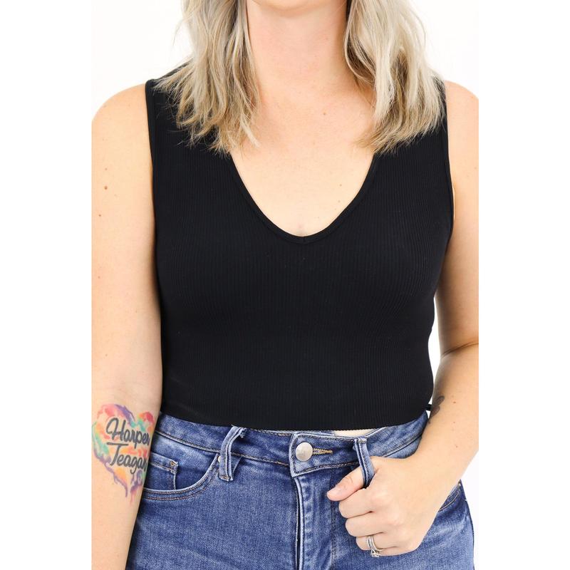 The Essential Crop | V Neck Top Bralette