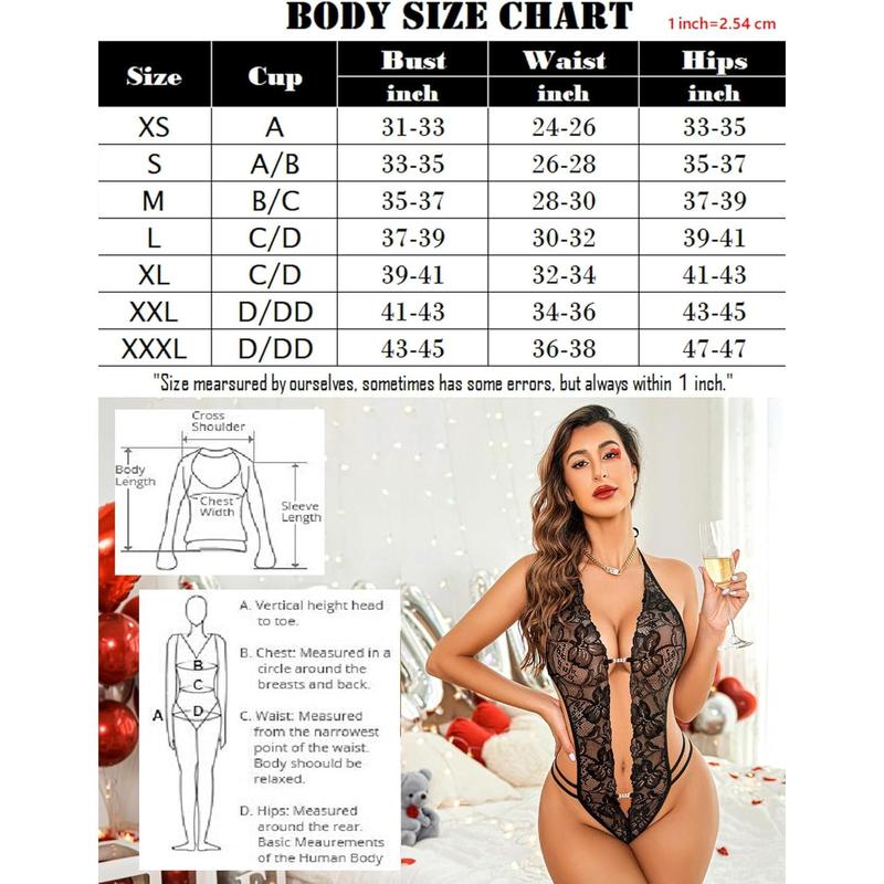 Women One Piece Lingerie Sexy Lace Bodysuit Deep V Teddy doll Nightgown XS-XXL