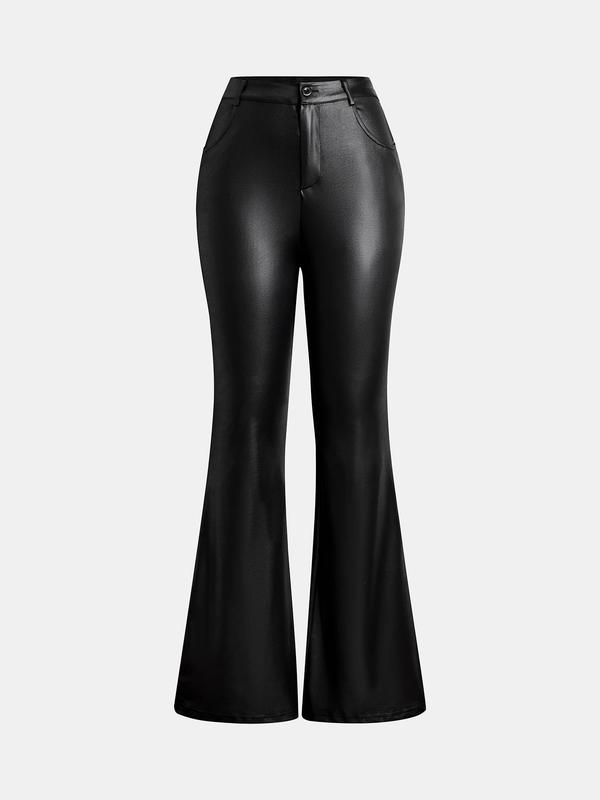 YOZY Black Friday Deals High Waist Flare Leg Pants, Casual Comfy Plain Button Pocket Trousers, 2024 Women's Ladies Bottoms for All Seasons, Christmas 2024 Trend, Thanksgiving Clothes, Fall Clothes, Winter Clothes