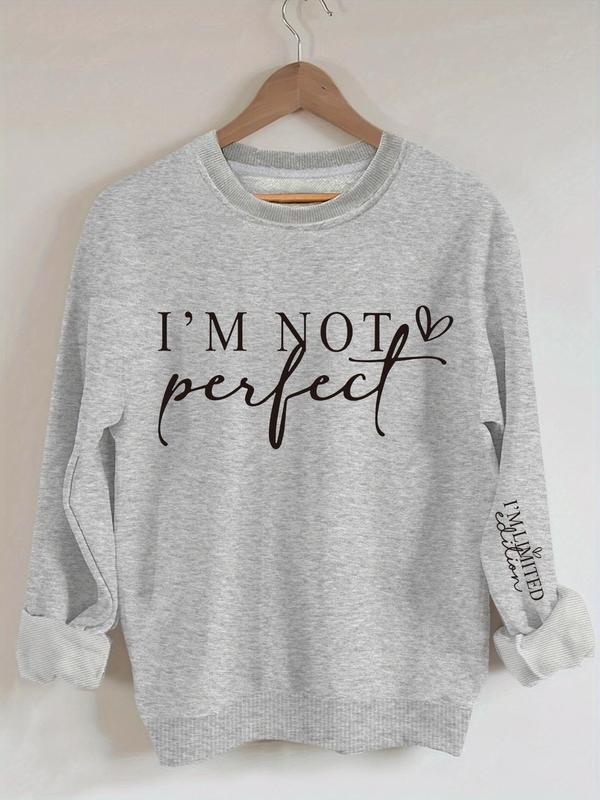 Women's Letter Print Drop Shoulder Sweatshirt, Casual Long Sleeve Round Neck Pullover for Spring & Fall, Ladies Clothes for Daily Wear