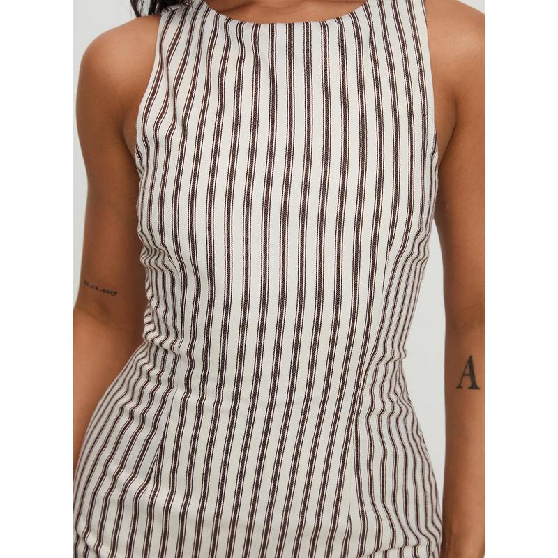 Yumiko Romper Brown Stripe