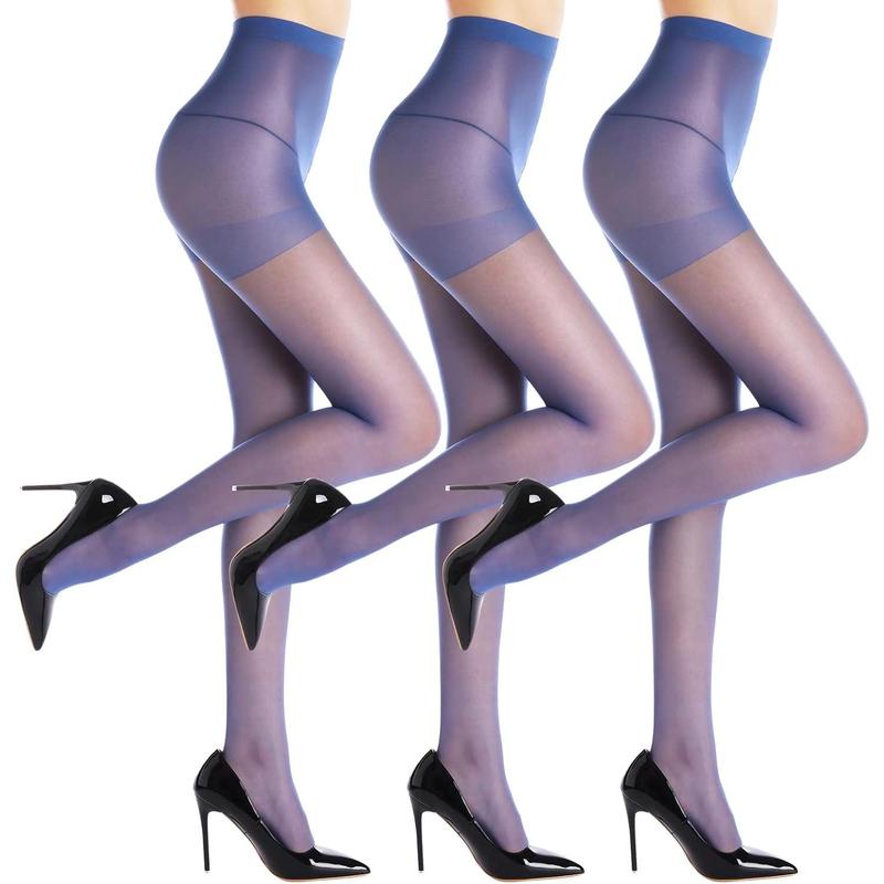 3 Pairs Women'S Sheer Tights - 20D Control Top Pantyhose with Reinforced Toes G&Y