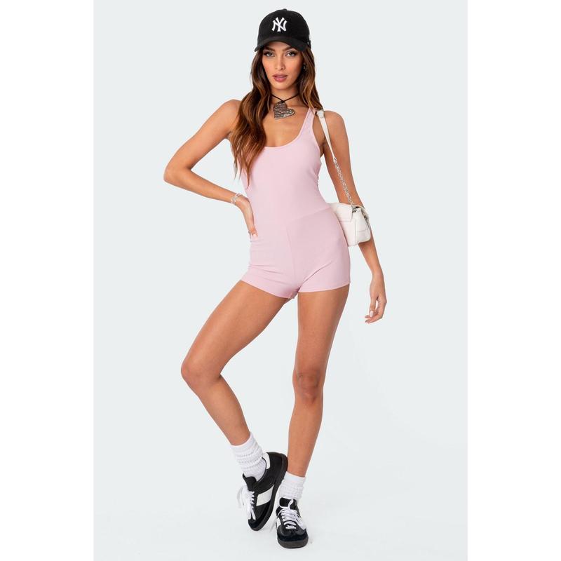 Drea Open Back Ribbed Romper