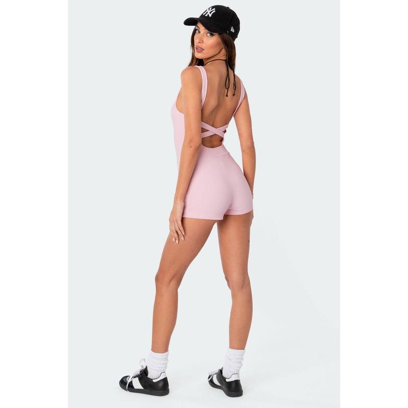 Drea Open Back Ribbed Romper