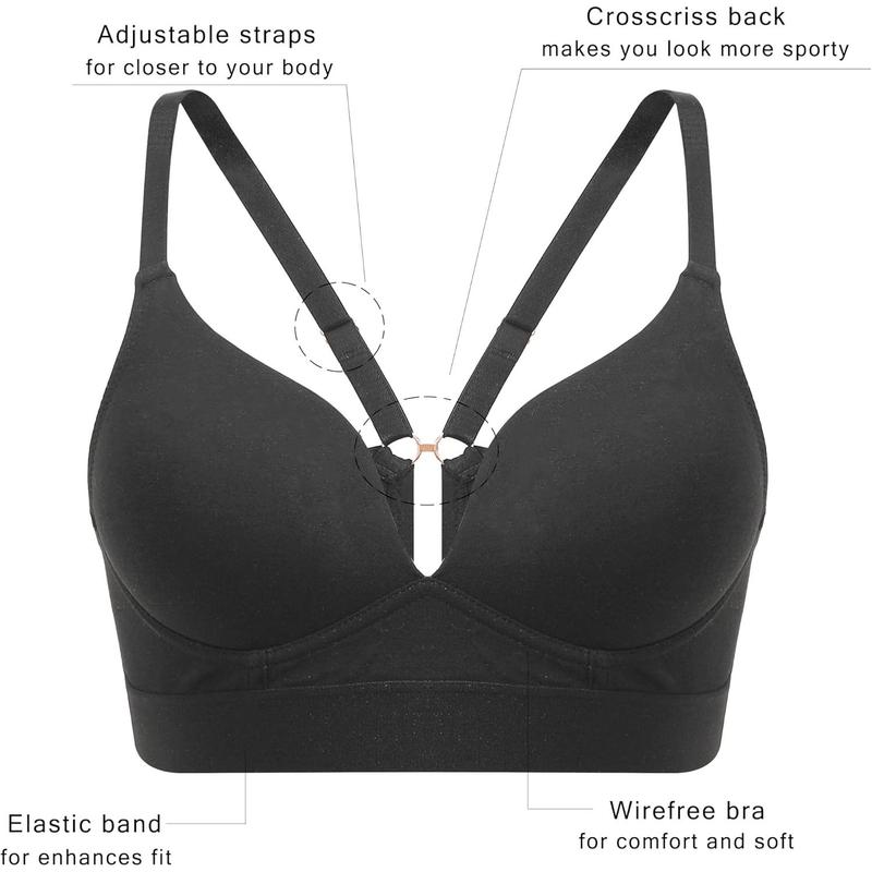 Bras for Women No Underwire Comfort Cotton Bralette Lightly Lined Wireless Bra Sexy V Neck Bralettes for Women