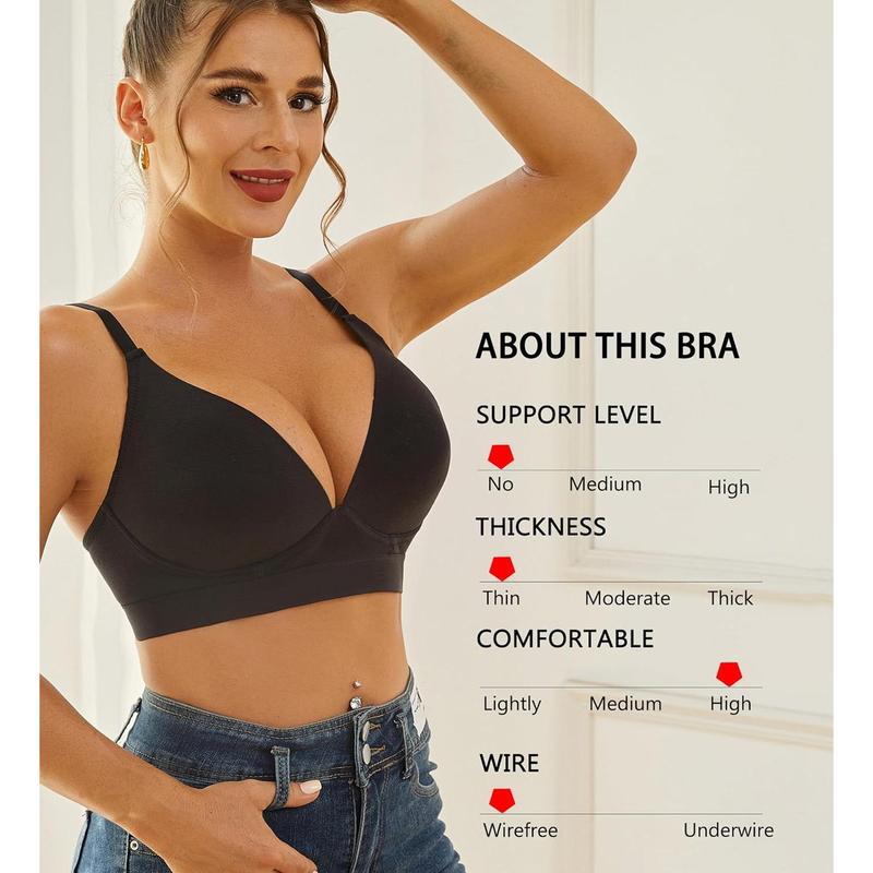 Bras for Women No Underwire Comfort Cotton Bralette Lightly Lined Wireless Bra Sexy V Neck Bralettes for Women