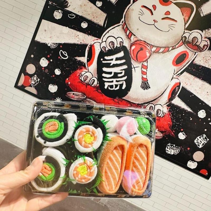 3-Pack Unisex Novelty Sushi Socks – Fun Gift Stocking Stuffer for Parties, Holidays, Birthdays, Halloween, and Christmas | Festive soft mid-calf socks