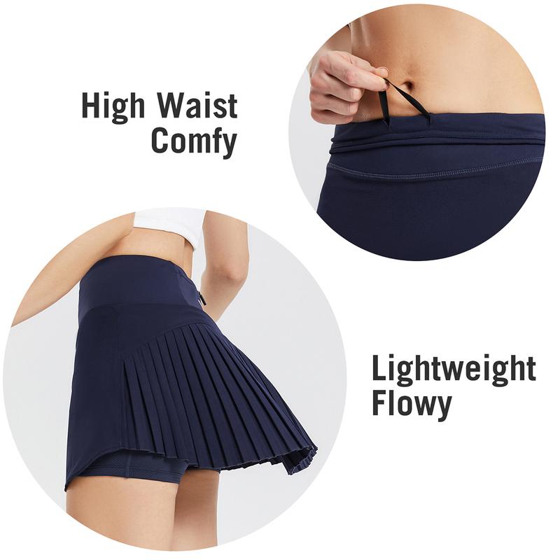 [BLACK FRIDAY SALES]baleaf Women's Flowy Pleated Tennis Skirts Tummy Control with Pockets High Waisted Lightweight Golf Shorts Skirts with Shorts