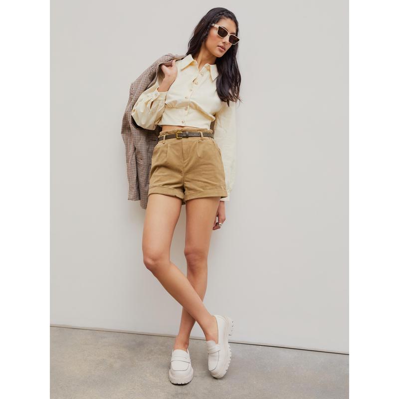 Cider [4 colors, size 0-26] Camel Corduroy Mini Shorts