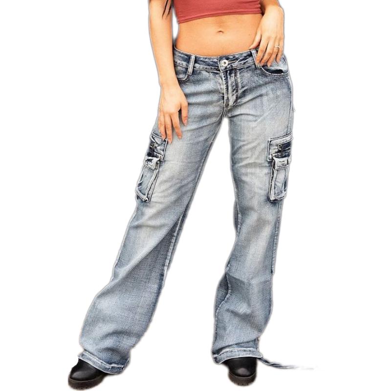 90s Vintage Flap Pocket Low Waist Cargo Jeans