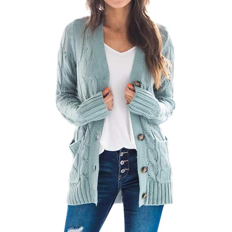 2024 Autumn and Winter New Women's Clothing Casual Cardigan Coat Solid Color Twist Button Cardigan Sweater Women Knitwear Womenswear