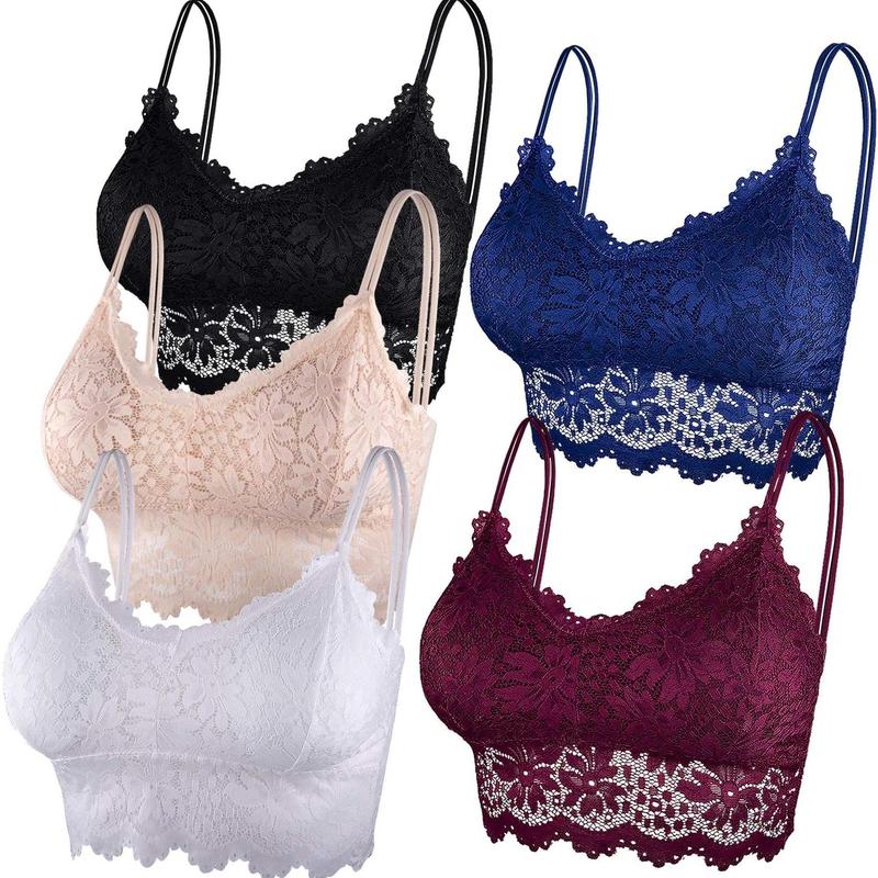 5 Pcs Lace Bralettes for Women Bralette Padded Lace Bande Bra