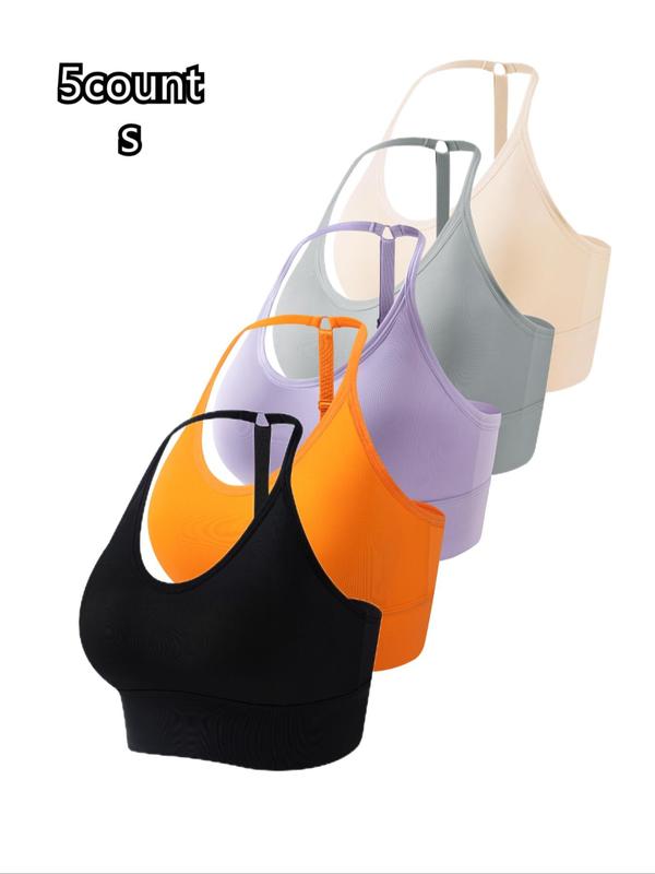 Women's Solid Detachable Chest Pads Backless Bra, Casual Comfortable Breathable Adjustable Strap Bras for Women, Lingerie for Women, Ladies Lingerie, Summer Wear 2024