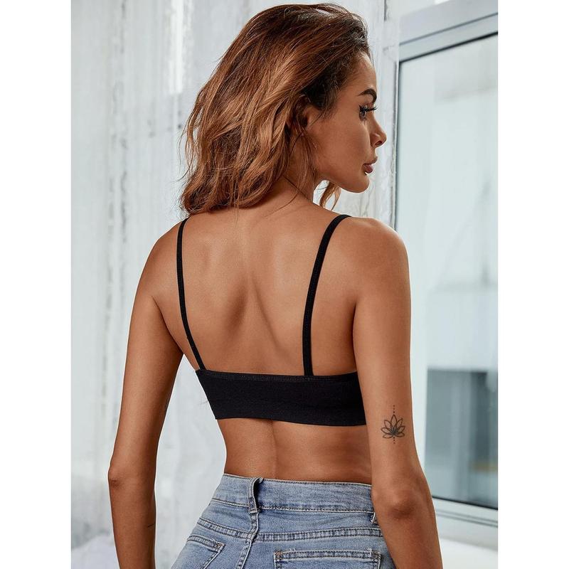 Scoop Neck Spaghetti Strap Seamless Bra Top Crop Bralette