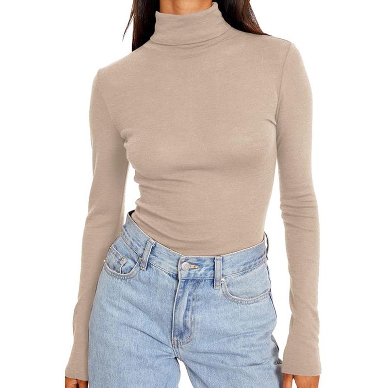 Fashion Queen Women's Autumn Turtleneck Long Sleeve Shirt Base Layered Slim Fit Soft Thermal Underwear Top