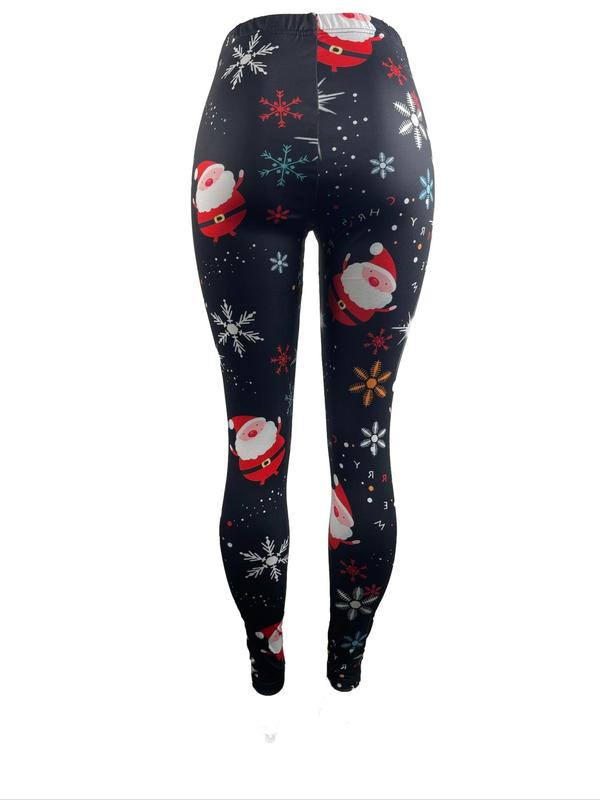 Women's Christmas Print Leggings, Casual Comfy Breathable Skinny Pants for Daily Wear, Ladies Bottoms for Fall & Winter