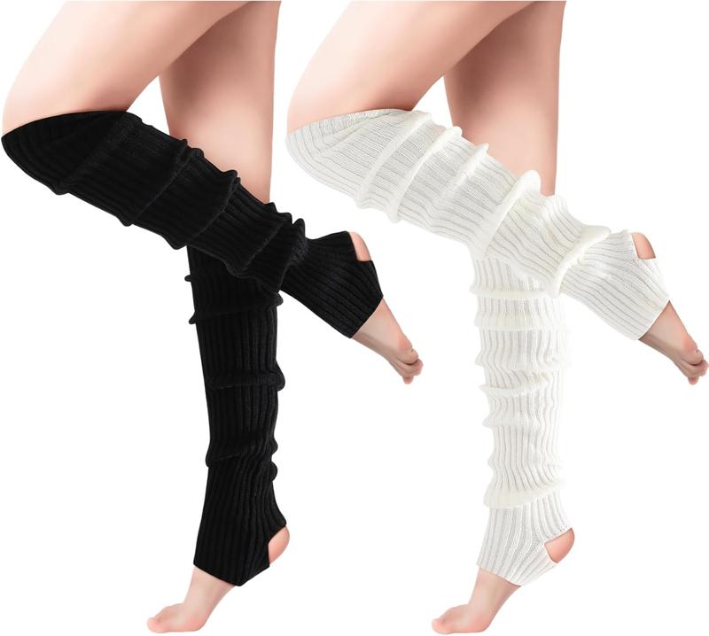 2 Pairs Leg Warmers - Leg Warmers for Women Soft Warm Ribbed Knit Leg Warmers for 80s Party, Yoga, Ballet & Dance