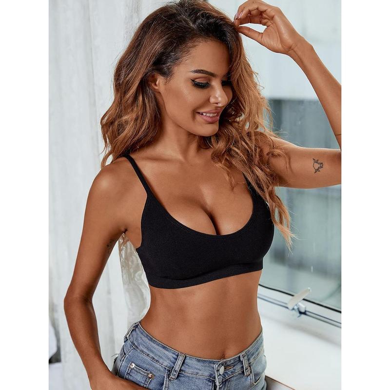 Scoop Neck Spaghetti Strap Seamless Bra Top Crop Bralette