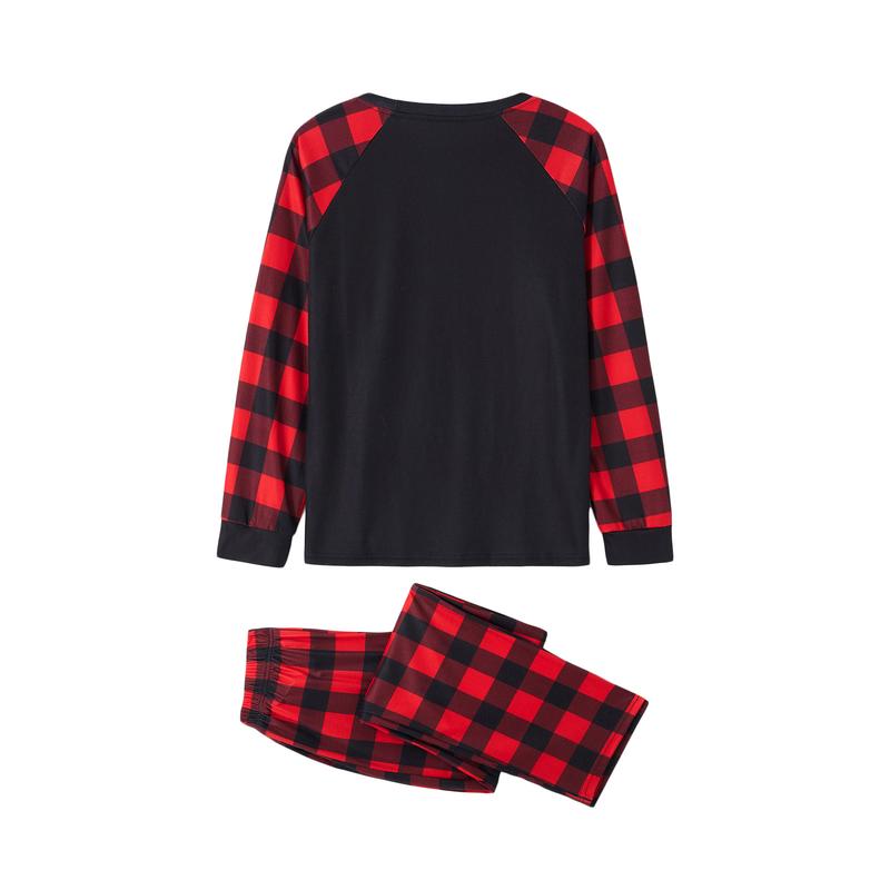 Matching Christmas Pajamas For Family, Baby Romper Letter Christmas Hat Print Long Sleeve Tops + Plaid Pants Sleepwear Set