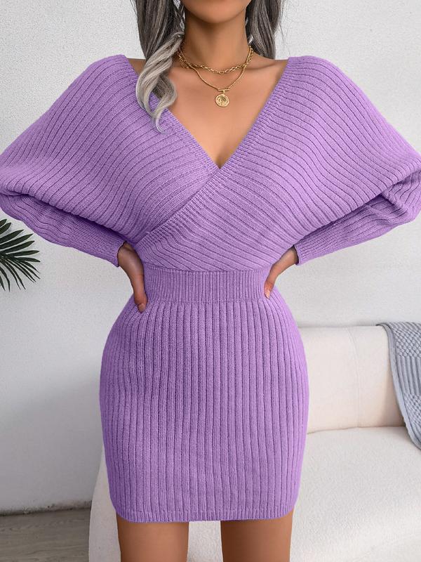 2024New Deep double V knit warm high quality dress with wrap-around hips,show your glamorous, lightweight, wearable stretchy dress Casual Fit