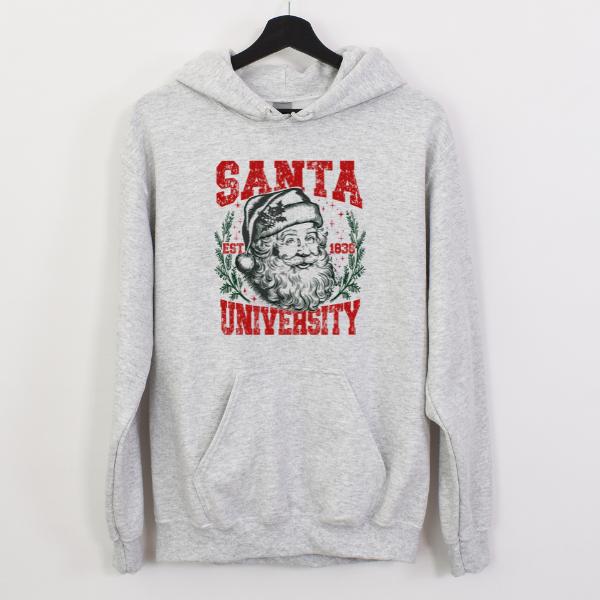 Classic Santa Claus Sweatshirt - 'Santa University' Design | Festive & Vintage-Inspired Holiday Apparel | Cozy and Stylish Sweatshirt for Christmas Spirit | Perfect for Winter Celebrations | Unisex Sizing Available Up to 5XL | Timeless Christmas Vibes