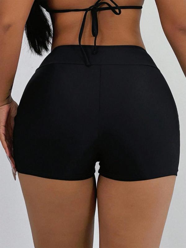 Women's Solid High Waist Short Leggings, Casual Comfy Breathable Skinny Shorts for Daily Wear, Ladies Bottoms for Summer