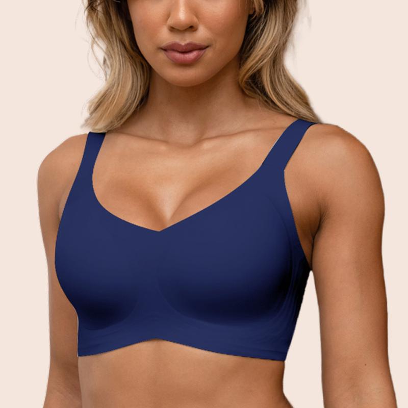 Seamless Bras Full Coverage Wireless Push Up Basic Bra for Women No Underwire Comfort V Neck Bralettes Womenswear with Support