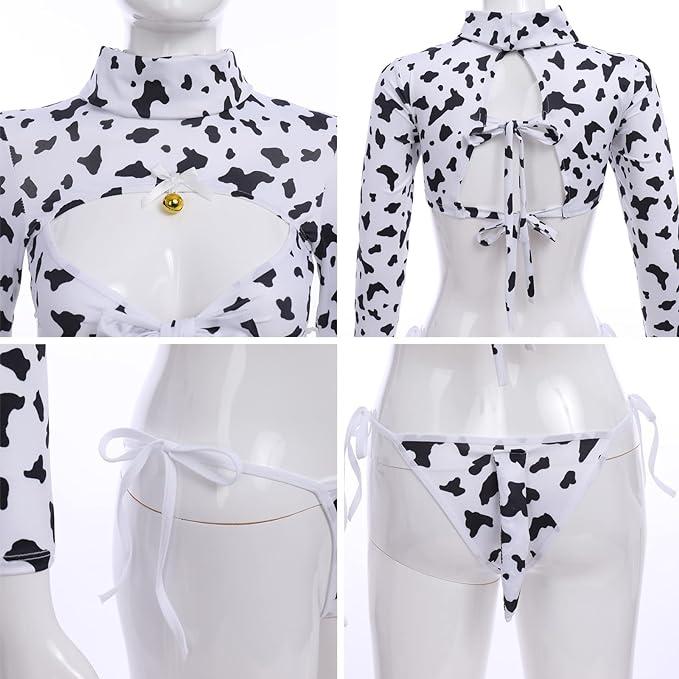 Anime Maid Cosplay Milk Cow Set: Adorable Costume for Women with Bunny Ears and Tail Womenswear Accessories Clothing Lingerie