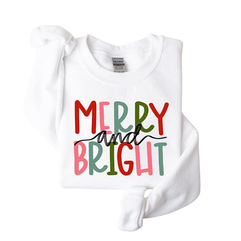 Merry and Bright Sweatshirt, Christmas Sweatshirt, Family Christmas Sweatshirt, Merry Christmas Sweatshirt, Comfort Casual