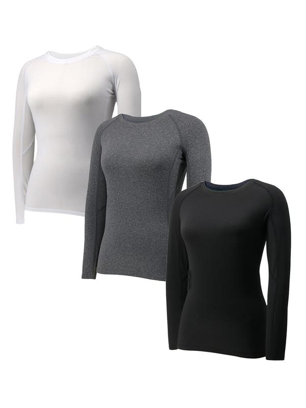 Women's Solid Long Sleeve Thermal Underwear, Casual Comfy Base Layer Top for Winter, Ladies Thermal Tee for Indoor Outdoor Wear