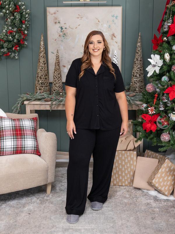 Dreamy Rib REG  Wide Leg Pant Pajama Set by DD Design| S - 3XL