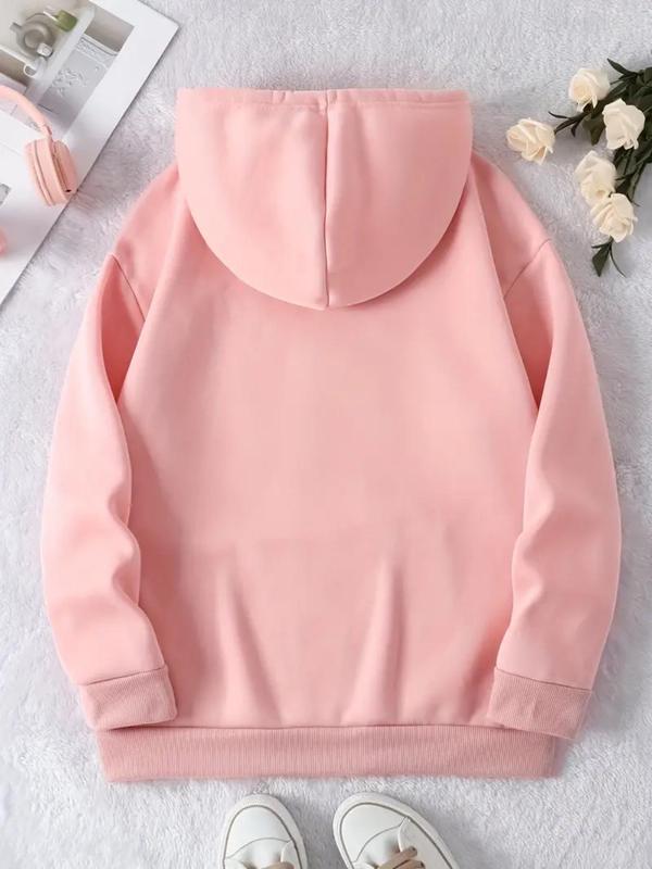 Women's Coffee Letter Print Drawstring Hoodie, Casual Long Sleeve Hooded Sweatshirt for Fall & Winter, Women's Clothes for Daily Wear