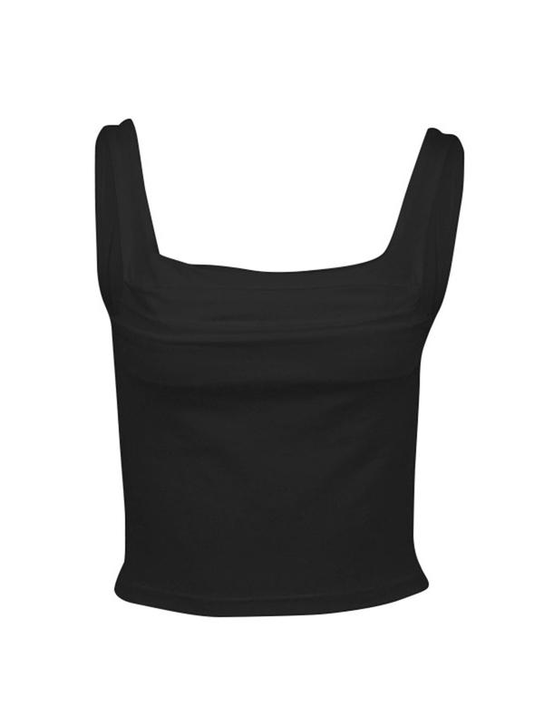 Women's Solid Ruched Crop Tank Top, Casual Sleeveless Backless Top for Summer, Tank Tops for Women, Ladies Summer Clothes for Daily Wear, Going Out Tops, Summer Outfits 2024