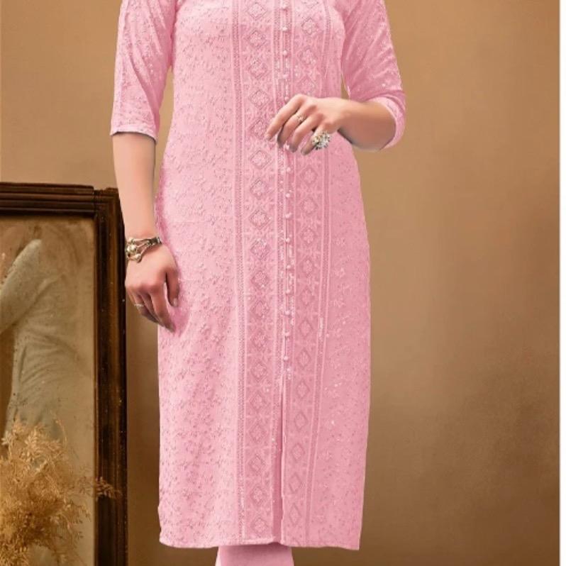 Cotton Lucknowi Heavy Chikankari kurti ( pants not included)