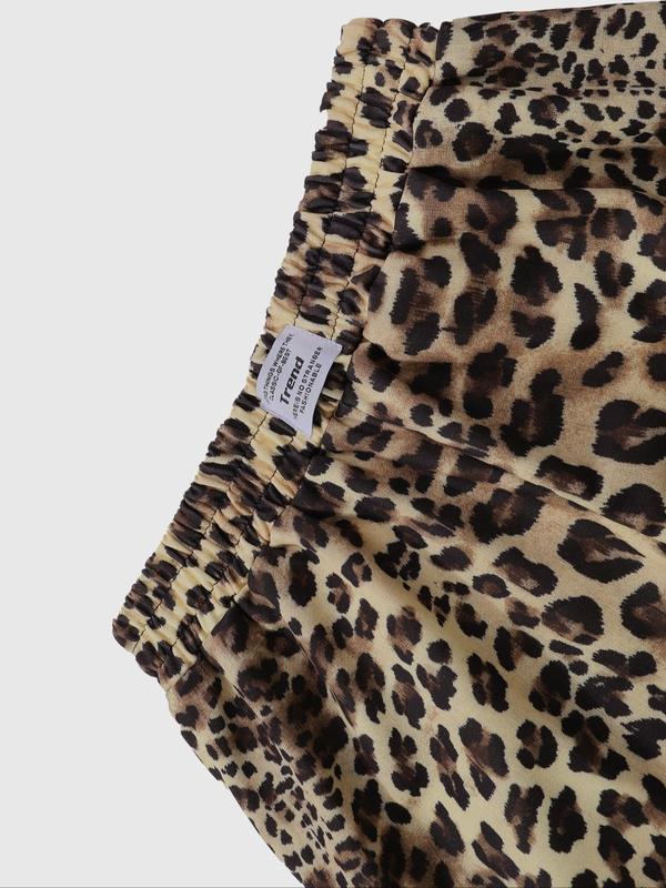 Women's Leopard-Print Wide Leg Pants, Casual Comfy Trousers for Daily Wear, Ladies Bottoms for Fall & Winter