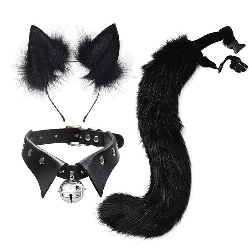 European and American Goths Style Suit Punk Collar Collar Collar Simulation Three-Dimensional Fox Ear Headband Animal Ears Beast Tail Cos