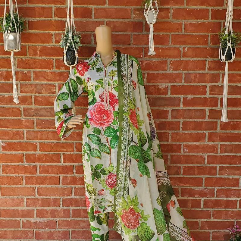 Pakistani Lawn Cotton Embroidery Summer Collection Dress for Women - Traditional