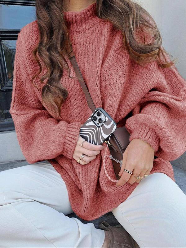 Women's Solid Drop Shoulder Cable Knit Sweater, Casual Long Sleeve Round Neck Jumper for Fall & Winter, Fashion Ladies' Knitwear for Daily Wear