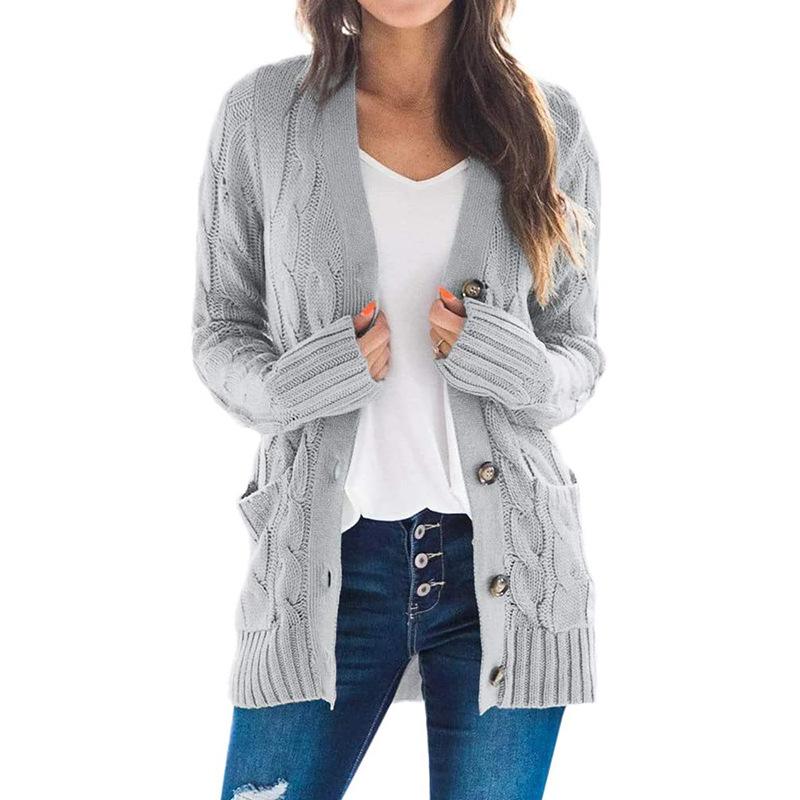 2024 Autumn and Winter New Women's Clothing Casual Cardigan Coat Solid Color Twist Button Cardigan Sweater Women Knitwear Womenswear