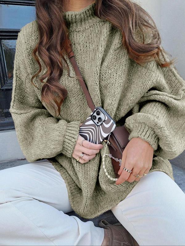 Women's Solid Drop Shoulder Cable Knit Sweater, Casual Long Sleeve Round Neck Jumper for Fall & Winter, Fashion Ladies' Knitwear for Daily Wear