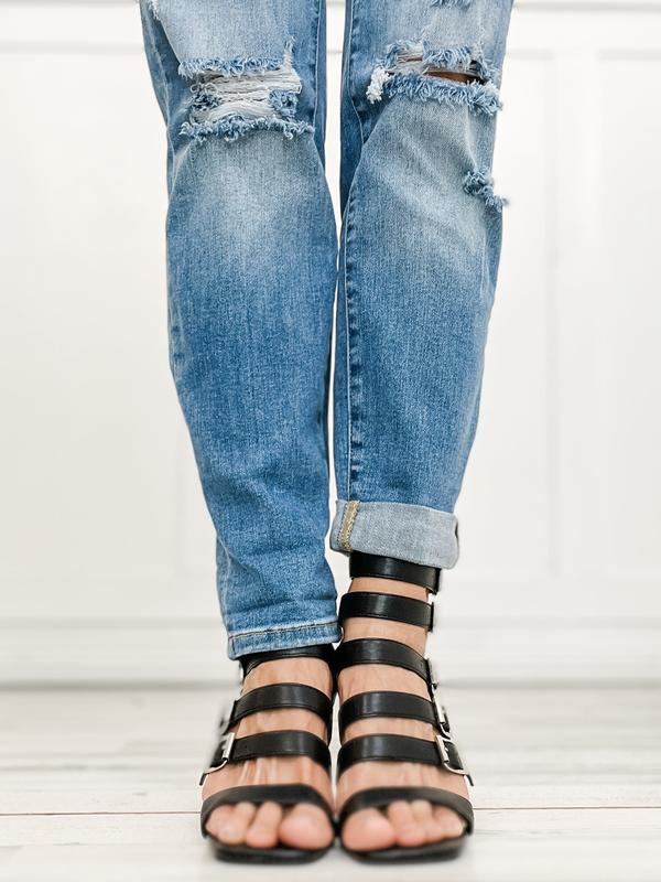 Judy Blue CRUEL SUMMER Hi-Rise Cuffed Boyfriend Distressed Denim Jeans