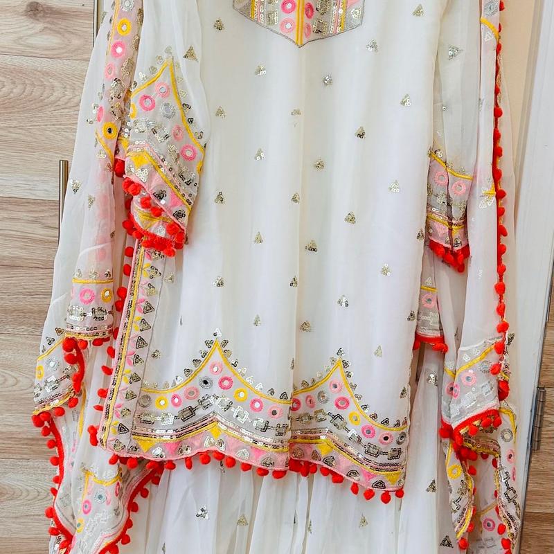 Women white suit sharara set Indian dress