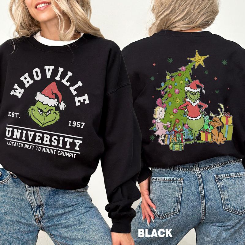 Retro Whoville University Sweatshirt, Grinchmas Shirt, Christmas Movie Sweatshirt, Grinch Christmas Sweatshirt Hoodie