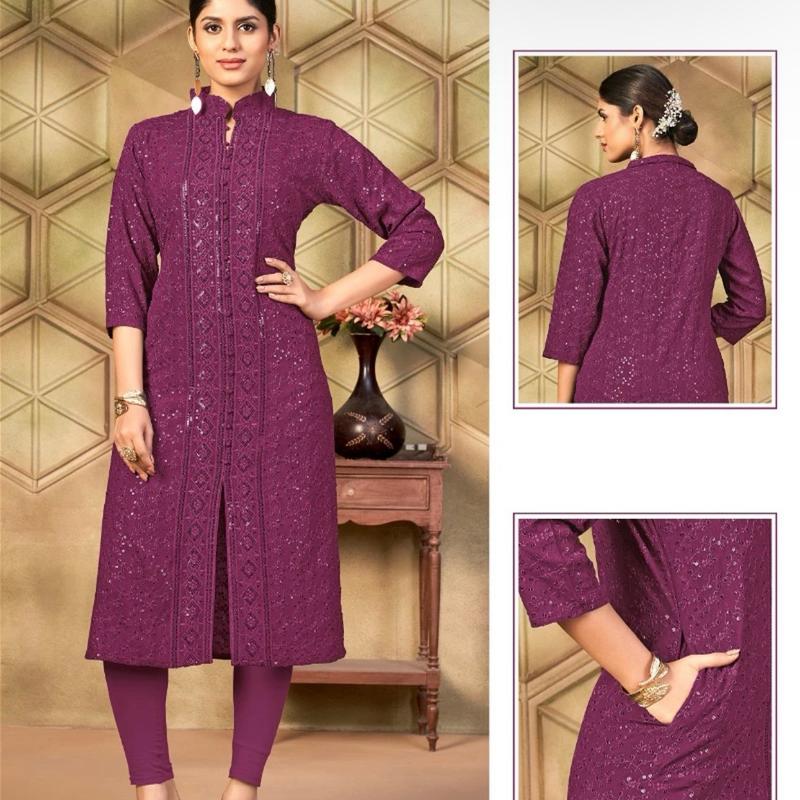 Cotton Lucknowi Heavy Chikankari kurti ( pants not included)