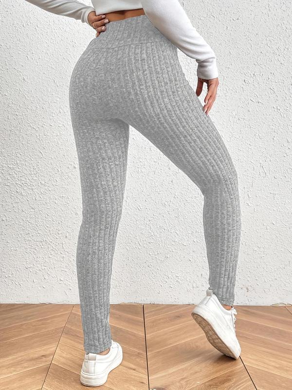 Women's Solid High Waist Skinny Pants, Casual Comfy Elastic Waist Leggings for Daily Wear, Ladies Bottoms for All Seasons