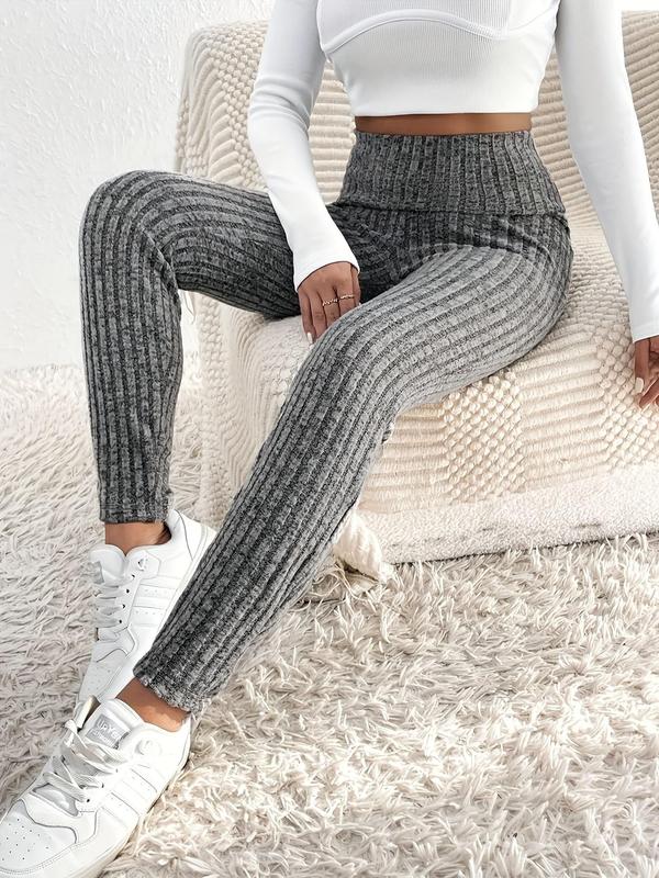 Women's Solid High Waist Skinny Pants, Casual Comfy Elastic Waist Leggings for Daily Wear, Ladies Bottoms for All Seasons