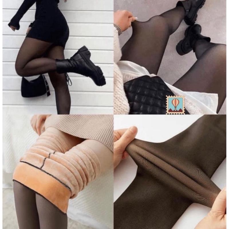 STRETCH SHEER LEGGINGS Fleece Winter Womenswear Underwear Women Outfit Bottom